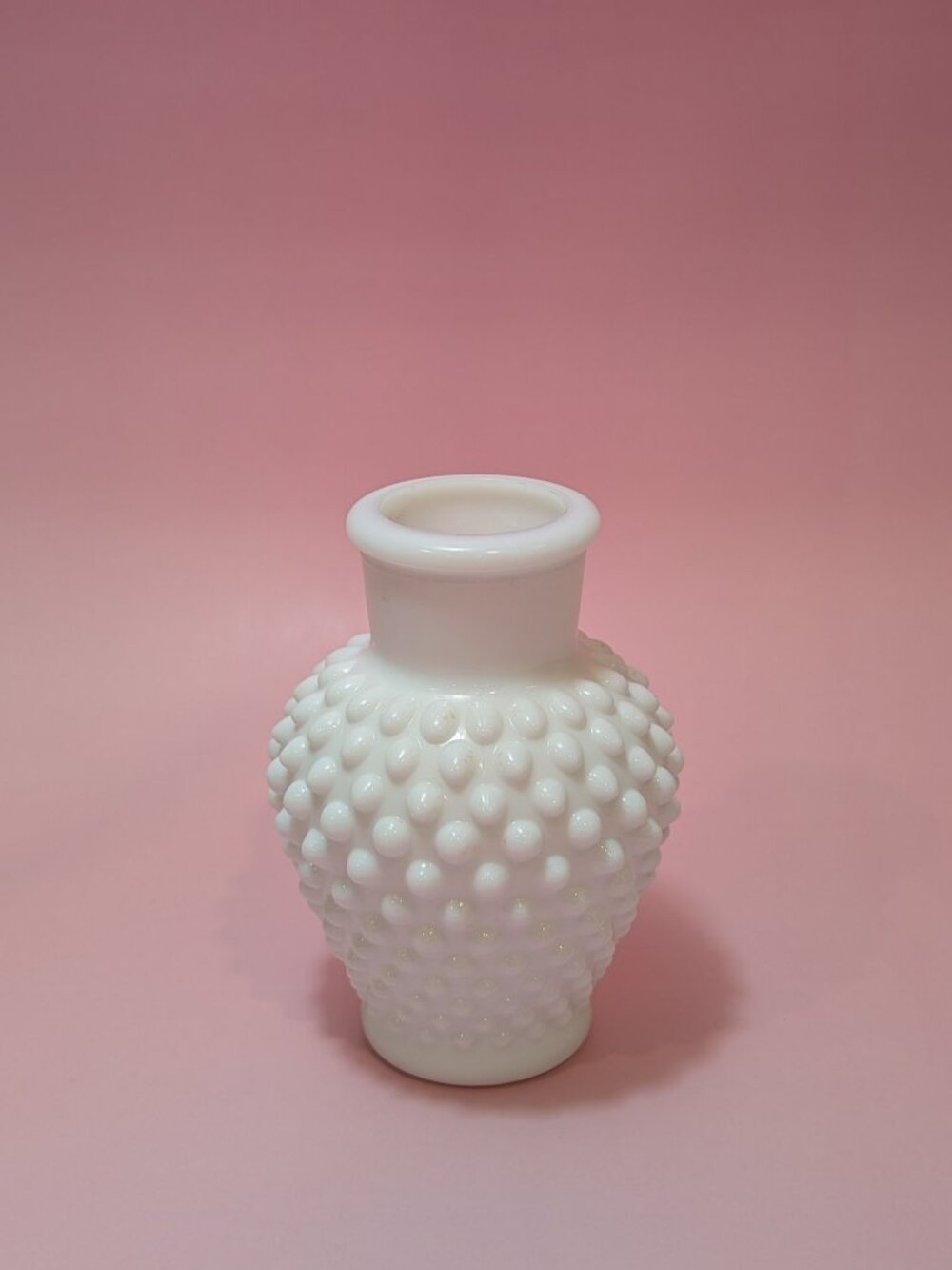 Hobnail Milk Glass Vase Vintage Fenton Style 5.5 Inch